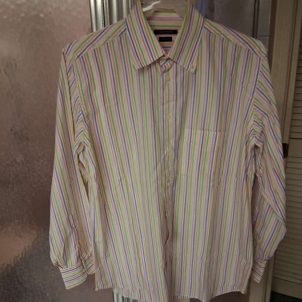 Camicissima Dress Shirt 42 16.5 Pastel.shripes Cotton